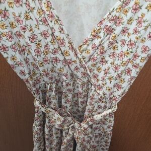 Floral Wrap Maxi Dress in Cream and Pink